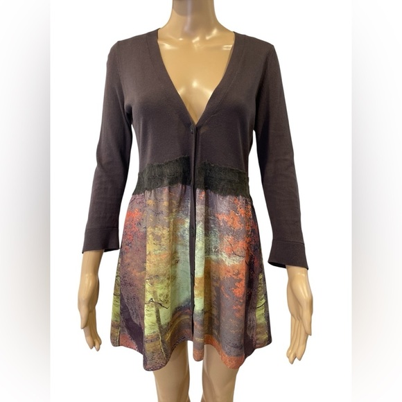 Anthropologie Sweaters - Anthropologie Knitted & Knotted Foliage Multicolor Long Sleeve Cardigan size S